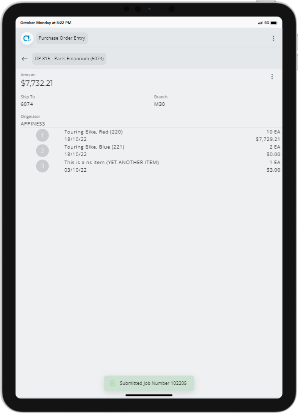 Purchase Order Entry App